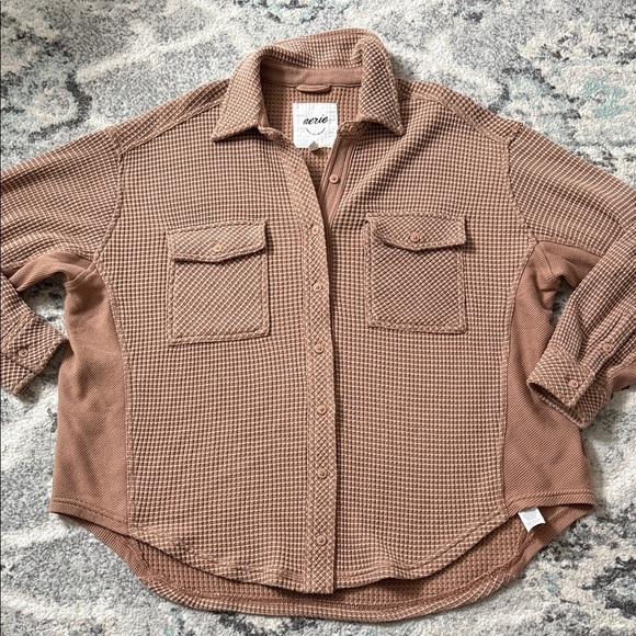 aerie Tops - Aerie LumberJane Waffle Shirt in the color toasty